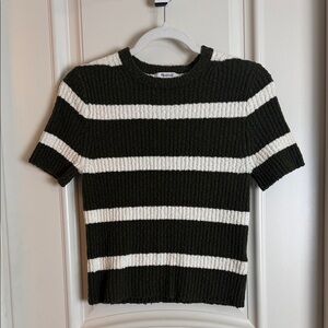 Madewell Olive green and Ivory Striped Women s/s Sweater